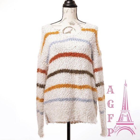 Staccato Sweaters - Staccato chenille chunky knit striped sweater